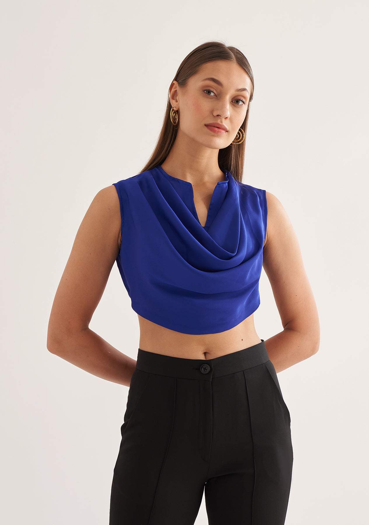 Mitch Top-Amoshi-Cowl sleeveless crop top