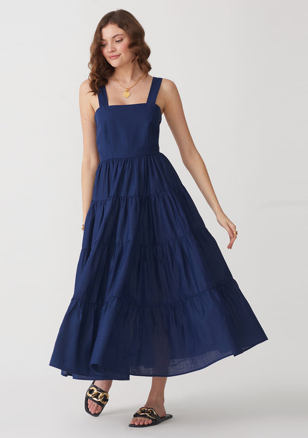 Sandy Tiered Dress (Navy Blue)