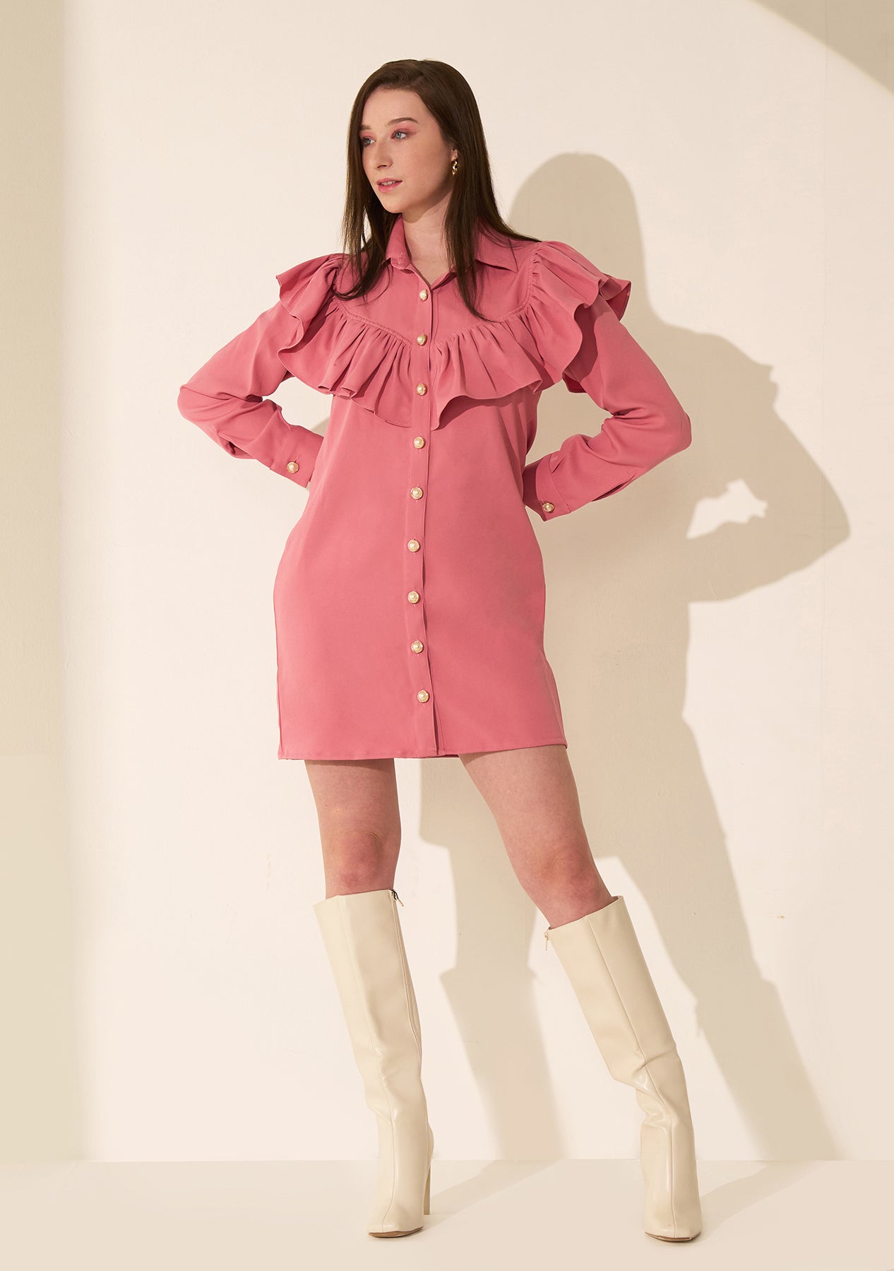 Bianca Ruffle Dress (Pink)