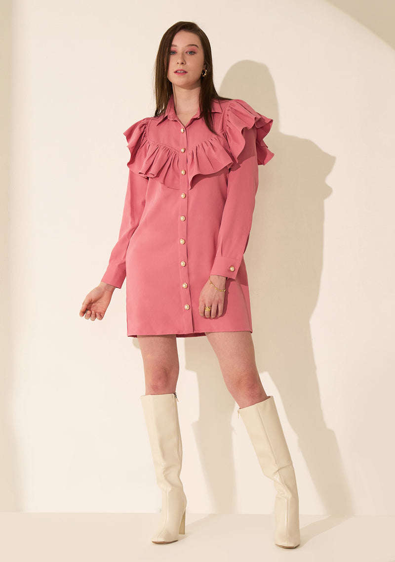 Bianca Ruffle Dress (Pink)