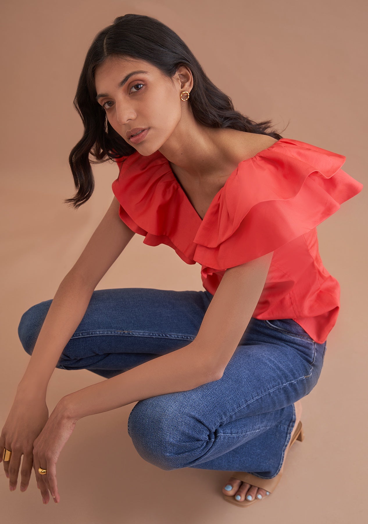 Red Ruffle Top