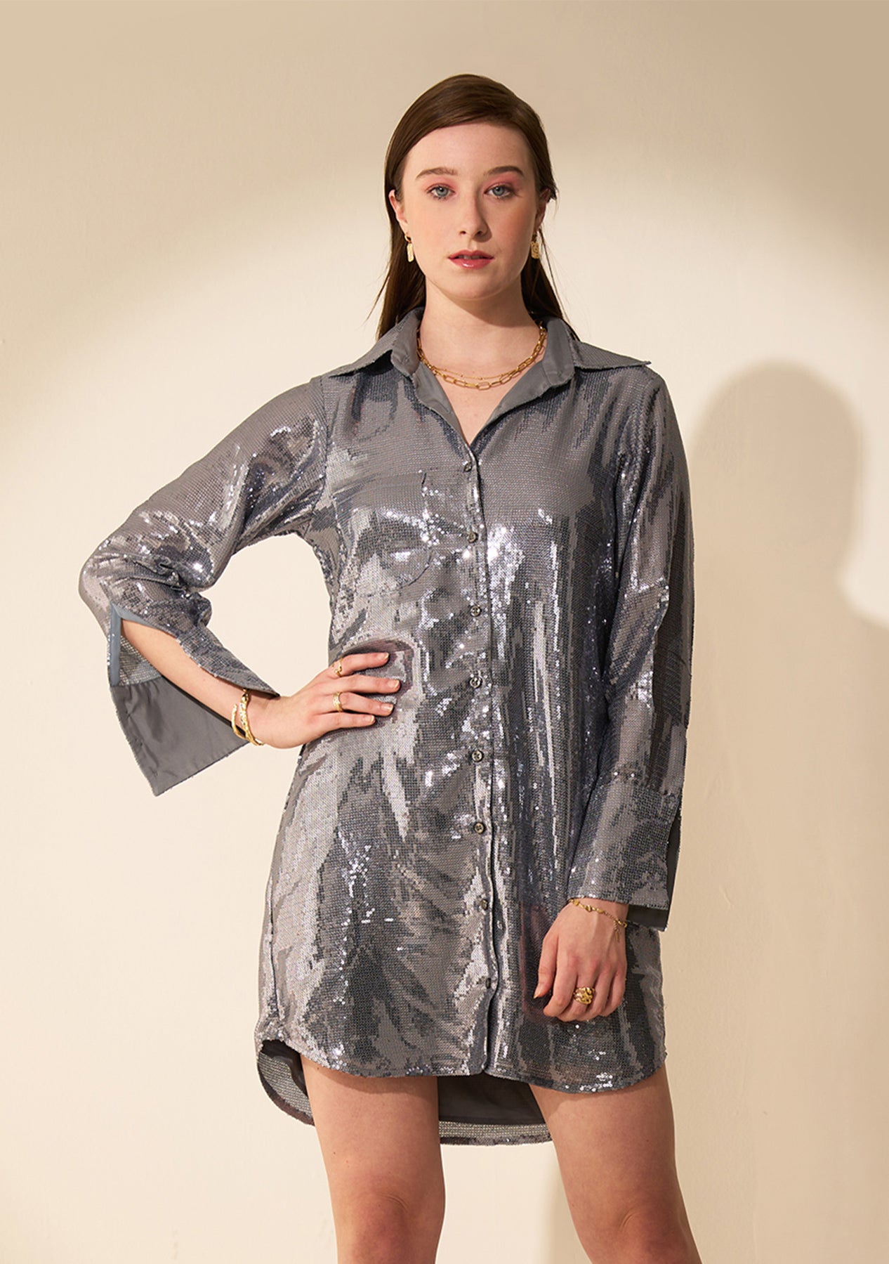 Quinn Shirt Dress (Grey)