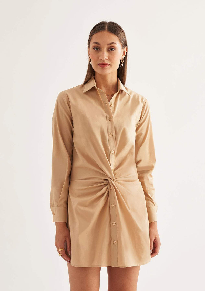 Twyla Shirt Dress-Amoshi-Front knot shirt dress