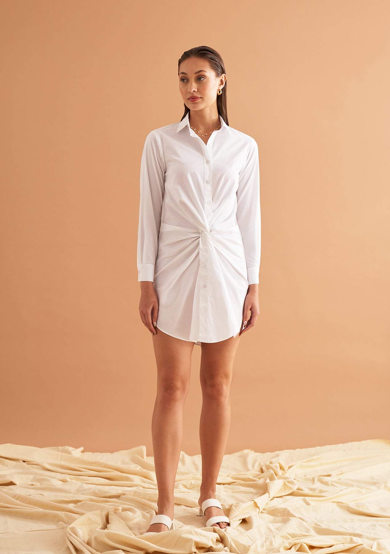 Twyla Shirt Dress-Amoshi-Front knot shirt dress