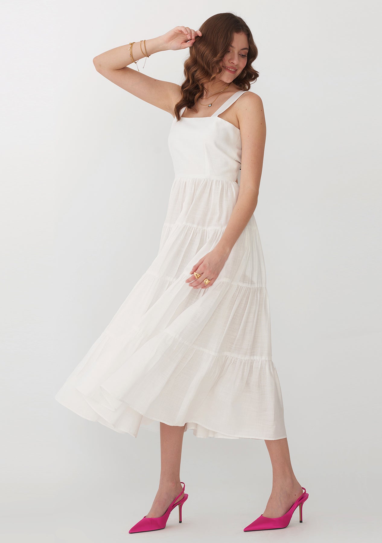 Sandy Tiered Dress (White)